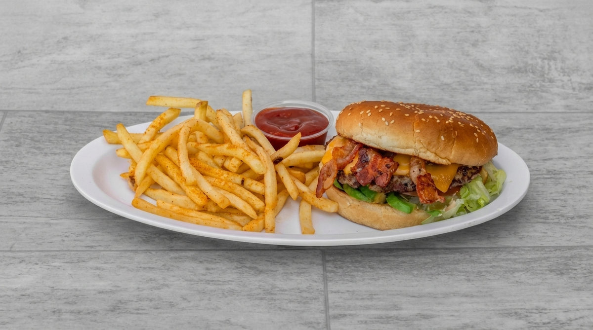 Avocado, Bacon and Cheese Burger