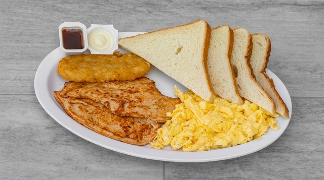 Grilled Chicken Breast & Eggs.