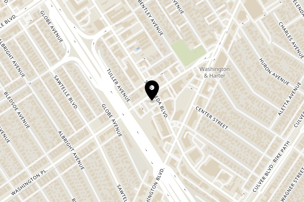 Map showing the location of Cinco De Mayo Tacos Restaurant on 11204 Washington Pl in Culver City